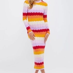 HYACINTH HOUSE
Sunset Stripe Montego Knit Midi Dress